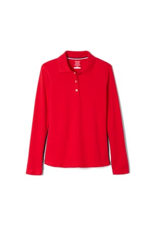Product Image with Product code 1466,name  Long Sleeve Fitted Interlock Polo with Picot Collar (Feminine Fit)   color RED 