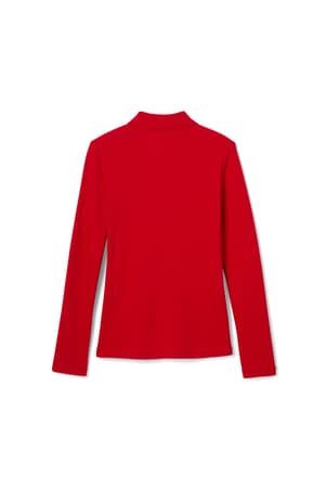 back view of  Long Sleeve Fitted Interlock Polo with Picot Collar (Feminine Fit)