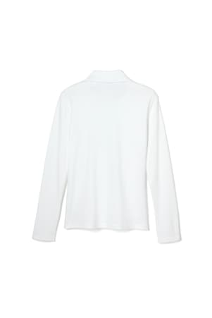back view of  Long Sleeve Fitted Interlock Polo with Picot Collar (Feminine Fit)
