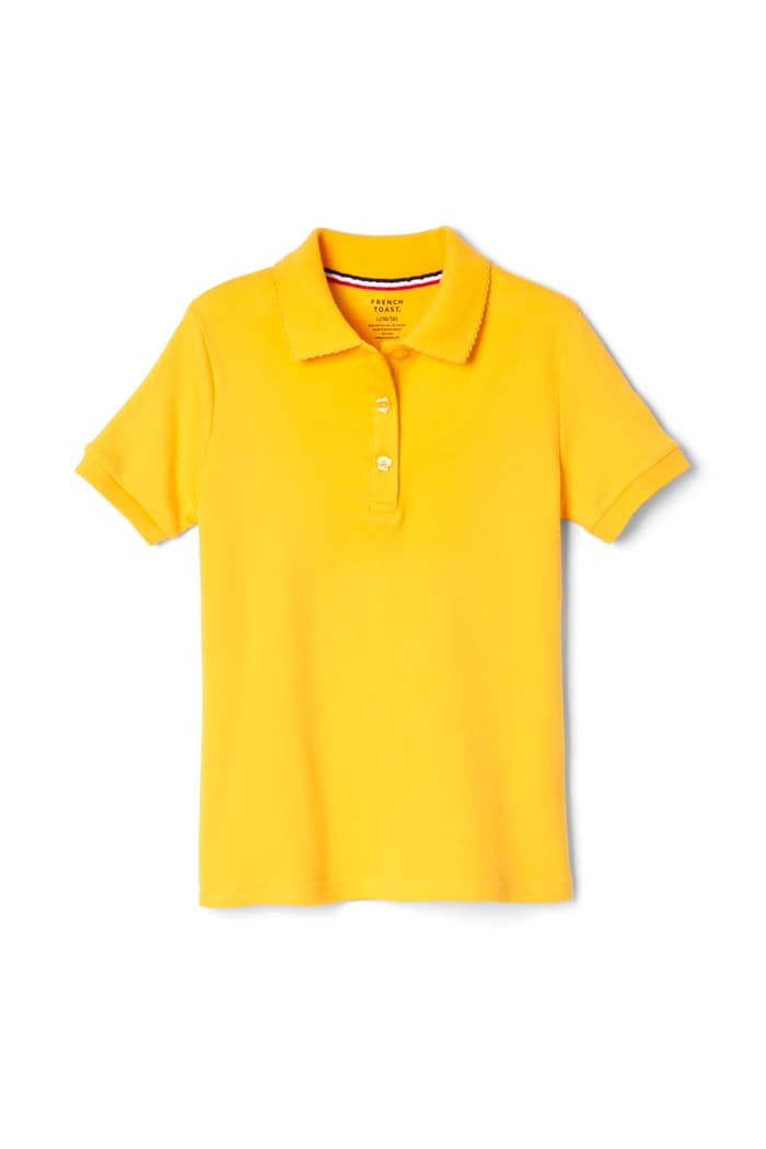 Front view of Short Sleeve Fitted Interlock Polo with Picot Collar (Feminine Fit) 