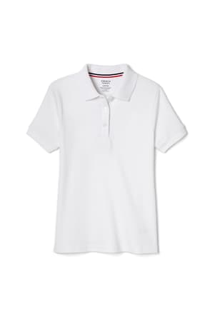 Product Image with Product code 1467,name  Short Sleeve Fitted Interlock Polo with Picot Collar (Feminine Fit)   color WHIT 