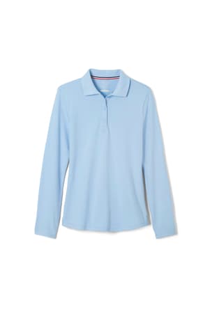 Product Image with Product code 1518,name  Long Sleeve Fitted Stretch Pique Polo (Feminine Fit)   color BLUE 