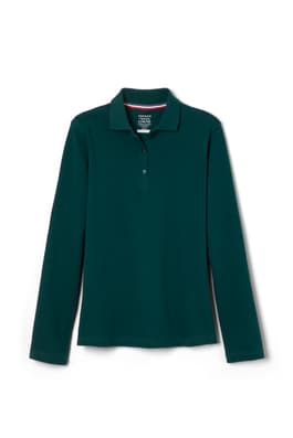 front view of  Long Sleeve Fitted Stretch Pique Polo (Feminine Fit)