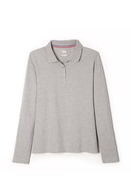 front view of  Long Sleeve Fitted Stretch Pique Polo (Feminine Fit)