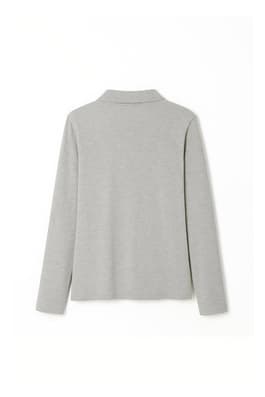 back view of  Long Sleeve Fitted Stretch Pique Polo (Feminine Fit)