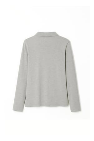 back view of  Long Sleeve Fitted Stretch Pique Polo (Feminine Fit)