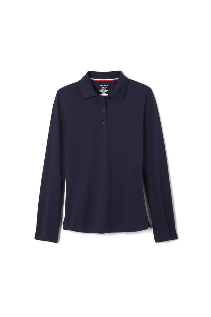 Front view of Long Sleeve Fitted Stretch Pique Polo (Feminine Fit) 