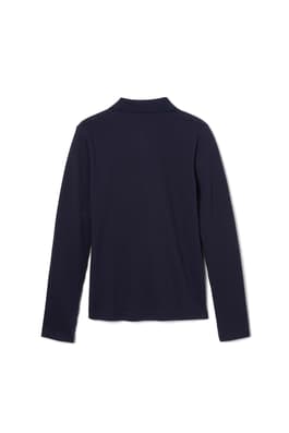 back view of  Long Sleeve Fitted Stretch Pique Polo (Feminine Fit)
