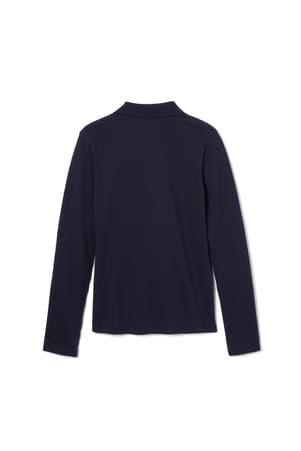 back view of  Long Sleeve Fitted Stretch Pique Polo (Feminine Fit)