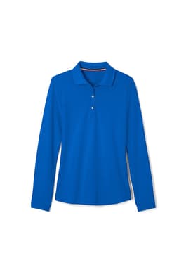 front view of  Long Sleeve Fitted Stretch Pique Polo (Feminine Fit)