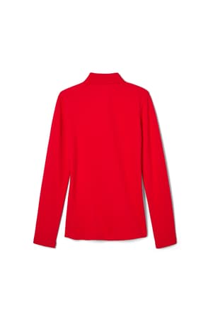 back view of  Long Sleeve Fitted Stretch Pique Polo (Feminine Fit)