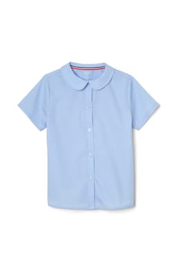 Product Image with Product code 1593,name  Short Sleeve Modern Peter Pan Blouse   color BLUE 