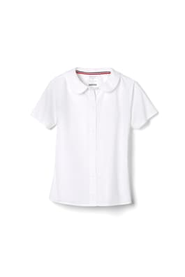 Product Image with Product code 1593,name  Short Sleeve Modern Peter Pan Blouse   color WHIT 