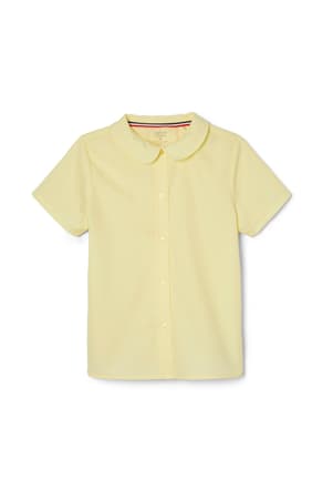 Product Image with Product code 1593,name  Short Sleeve Peter Pan Collar Blouse   color YELL 