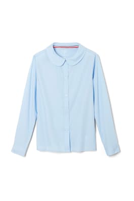 Product Image with Product code 1594,name  Long Sleeve Modern Peter Pan Blouse   color BLUE 