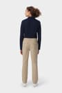Back view of girl wearing khaki girls&#39; pull-on straight fit stretch twill pant, showing elastic back waistband and straight leg. of  Girls' Pull-On Straight Fit Stretch Twill Pant opens large image - 4 of 4