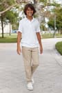 Complete front view of Boys' Straight Fit Stretch Twill Pant opens large image - 3 of 5