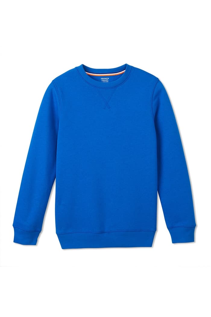 Front view of crewneck fleece sweatshirt