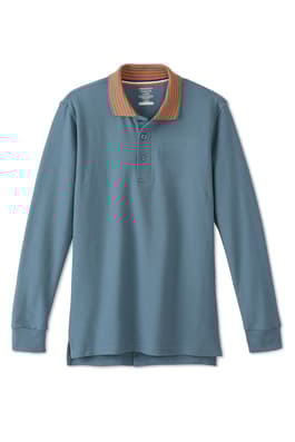 front view of  Long Sleeve Pique Polo Shirt with Harmony Logo