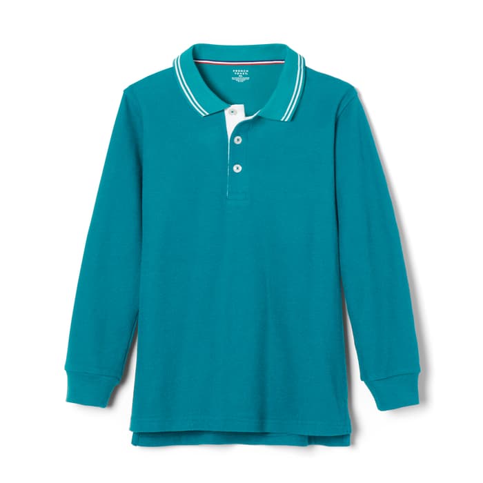 front view of  Long Sleeve Pique Polo Shirt with Harmony Logo