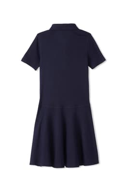 back view of  Adaptive Short Sleeve Interlock Polo Dress