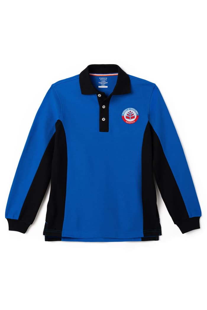 front view of  Memphis School Of Excellence Long Sleeve Pique Polo