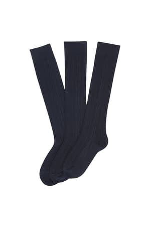 Product Image with Product code 2250,name  Nylon Cable Knee-High Socks 3-Pack   color NAVY  product Variation 2250V_WHIT_M  
