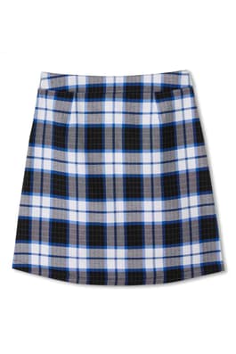 back view of  Front Pleated Plaid Skirt with Tabs