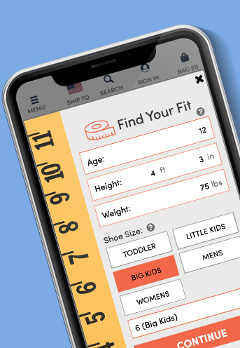 find your fit technology on a mobile phone screen