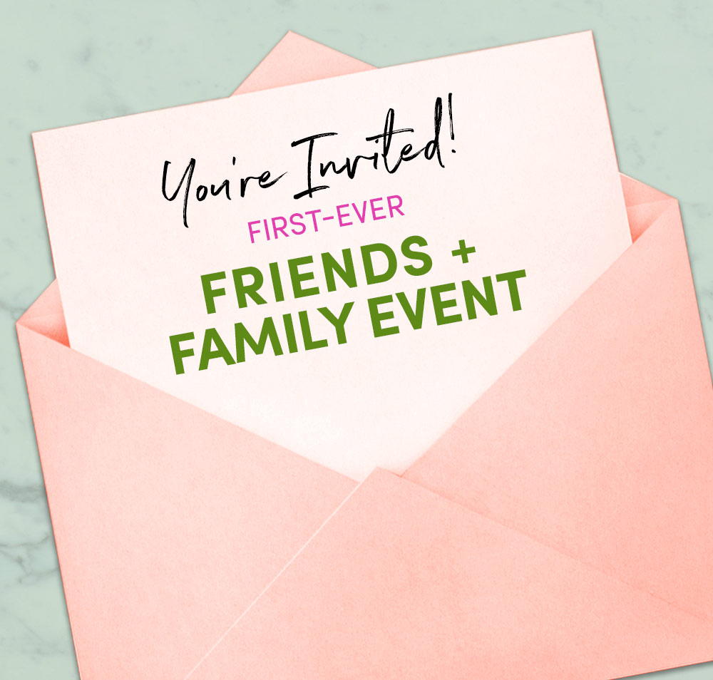 envelope with invitation to friends and family event