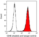 Detection of human CD48 (shaded) in NK-92 cells by flow cytometry.