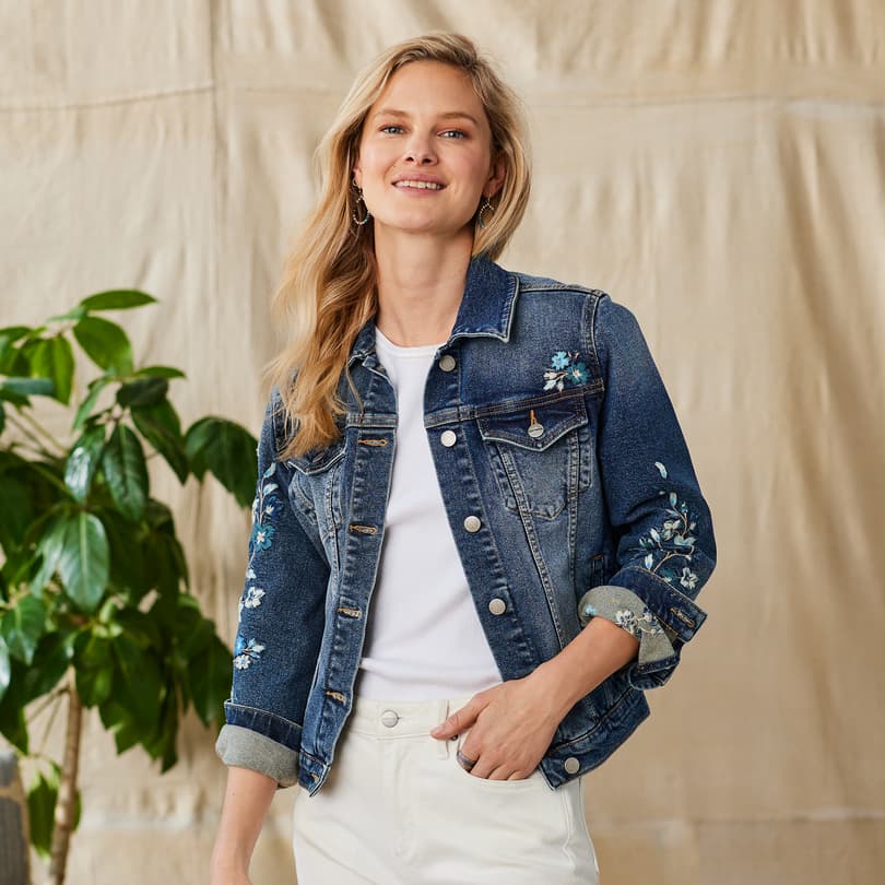 Look who's wearing the definitive embroidered denim jacket