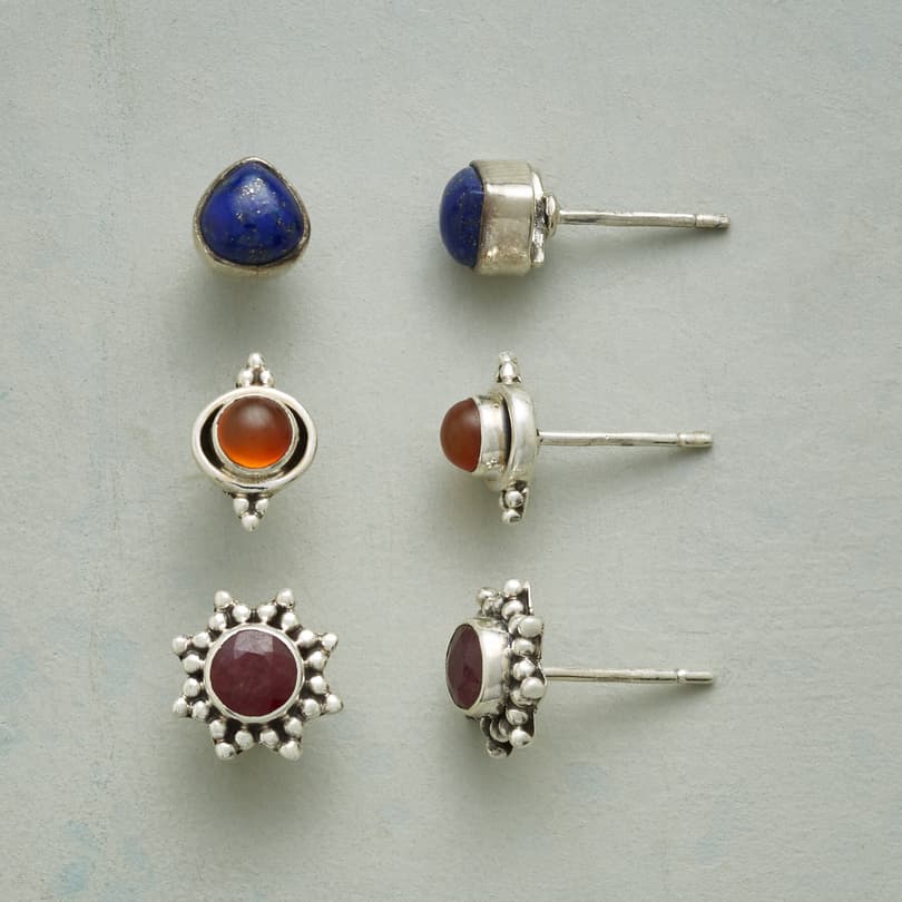 EARTH, FIRE AND WATER EARRING TRIO, SET OF 3 view 