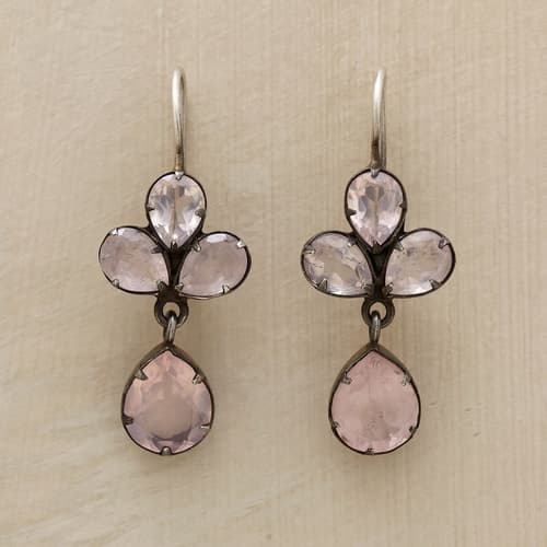 ROSE QUARTZ TREFOIL EARRINGS view 1