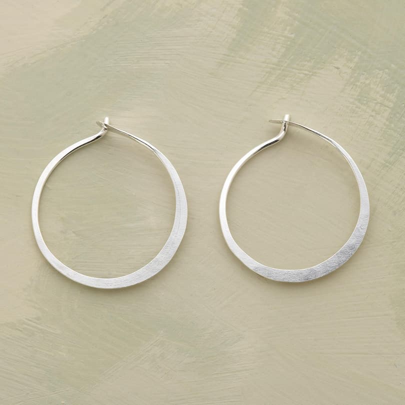 SMALL HAND-FORGED STERLING HOOPS view 1