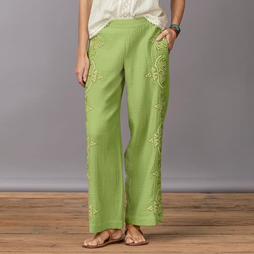 Morgana Embroidered Pants, Petite View 5C_KIWI