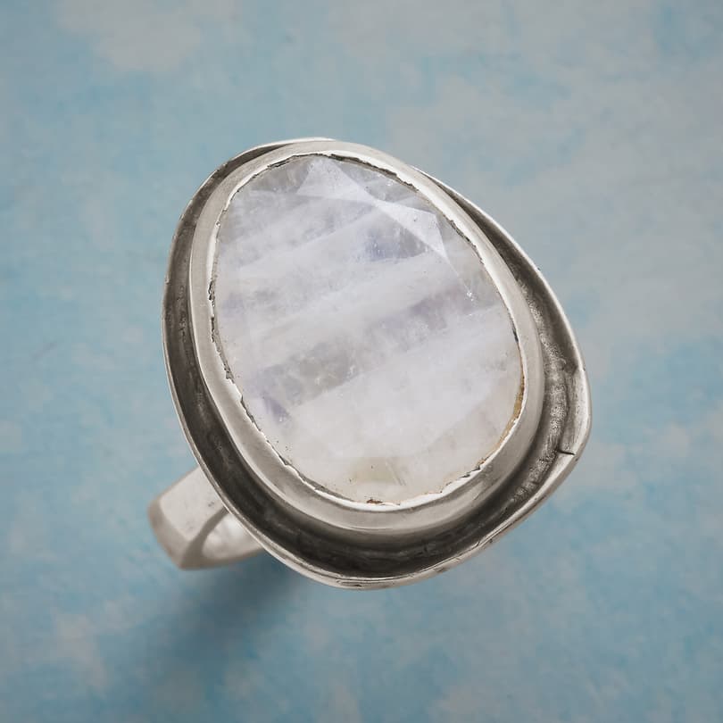 SILVER STEPPED MOONSTONE RING view 1