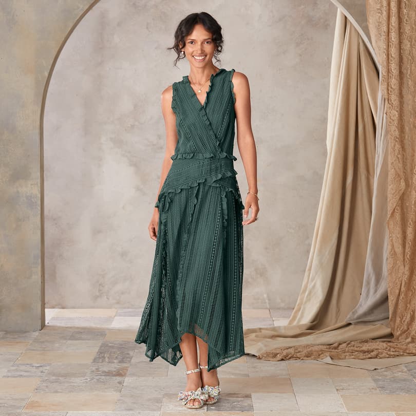 Celebration Time Emerald Green Sleeveless Tiered Midi Dress