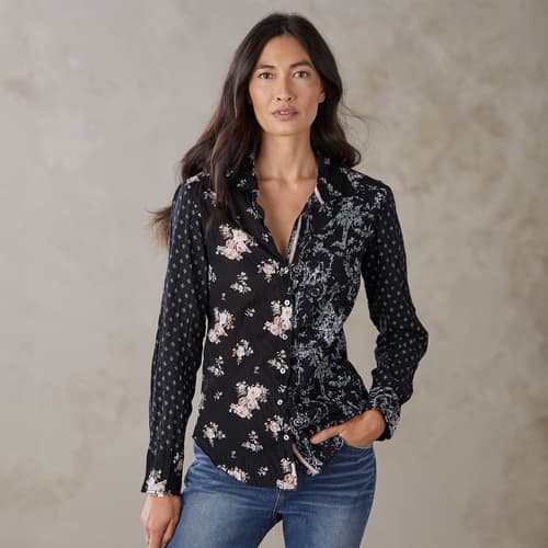 RALEIGH BLOUSE view 1 BLK MULTI