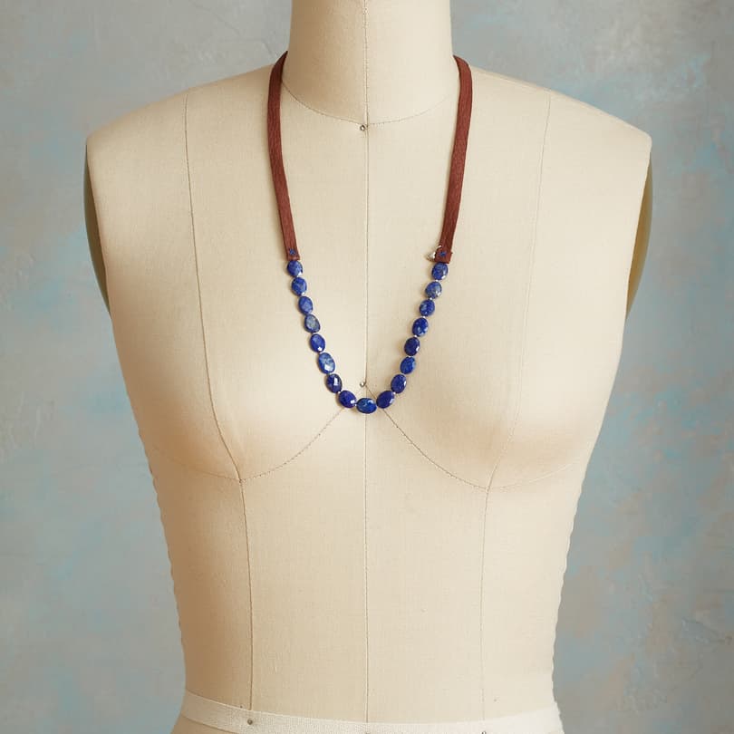 LAPIS ON LEATHER NECKLACE view 3