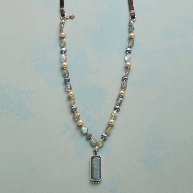 LABRADORITE AND PEARL NECKLACE view 1