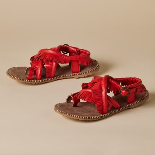 Red [Fringe] Sandals – The Spotted Phoenix, LLC