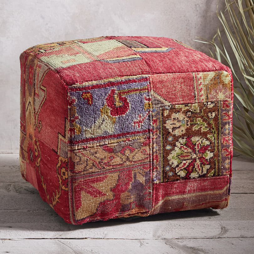 VINTAGE AMARNA PATCHWORK SMALL OTTOMAN view 1