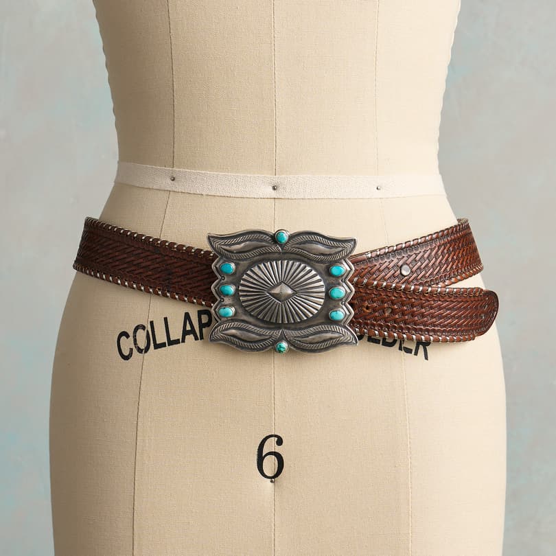 BKE Western Chain Belt - Women's Belts in Antique Silver Turquoise