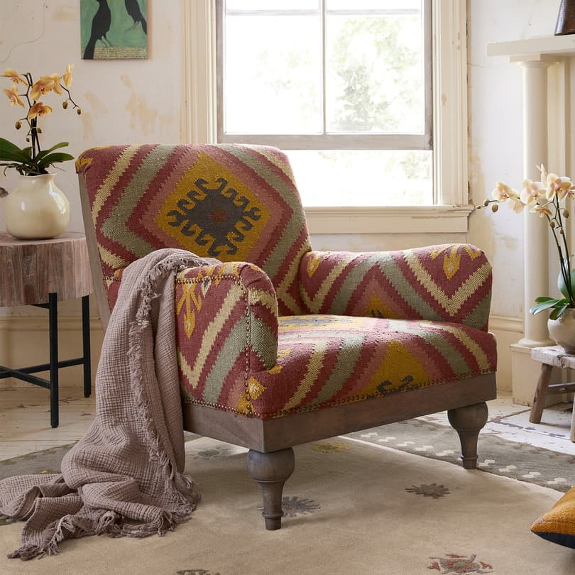 Kilim upholstered club discount chair