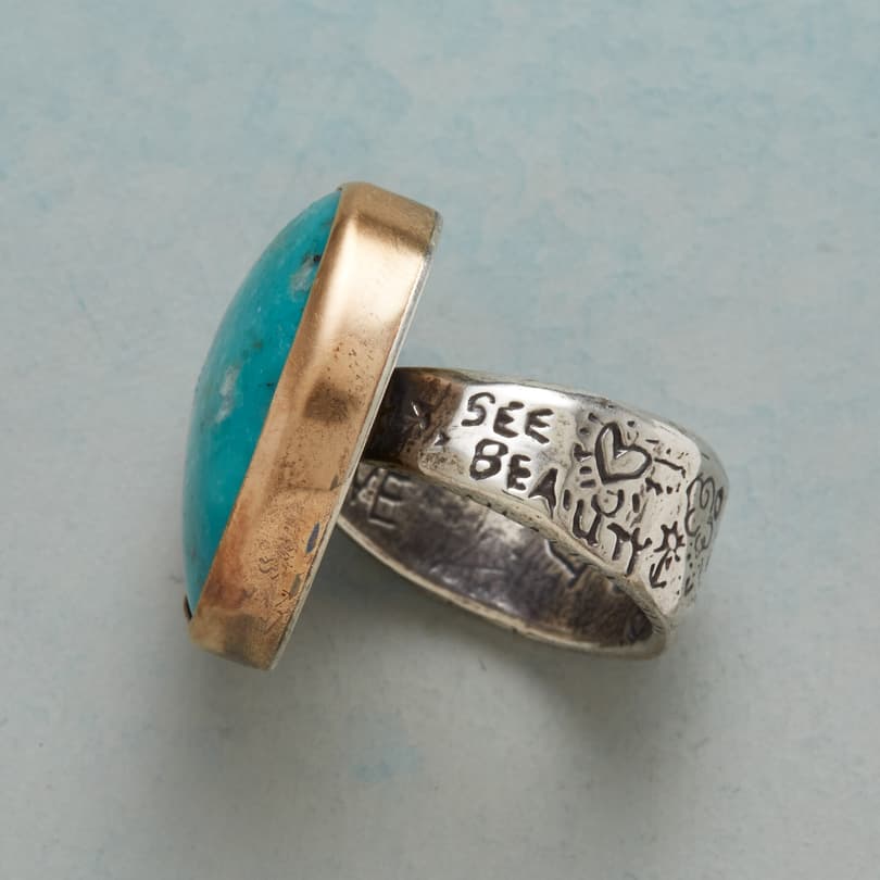 TURQUOISE HEARTBEAT RING view 2