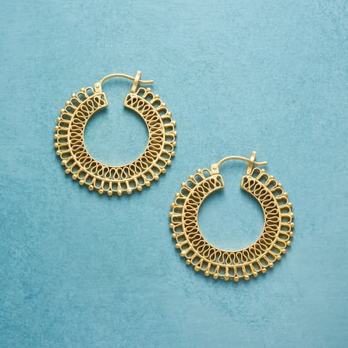 GOLDEN FILIGREE HOOPS view 1
