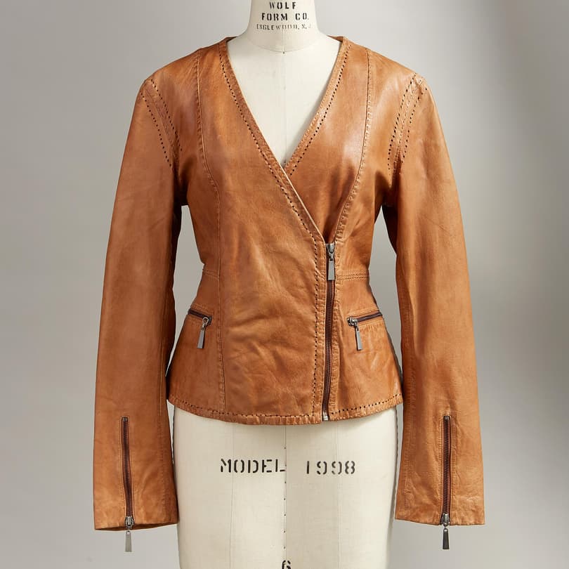 PREAMBLE LEATHER JACKET view 1 CAMEL