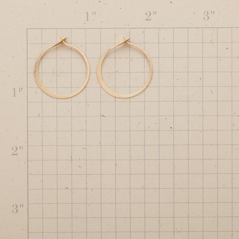 MEDIUM HAND-FORGED GOLD HOOPS view 1