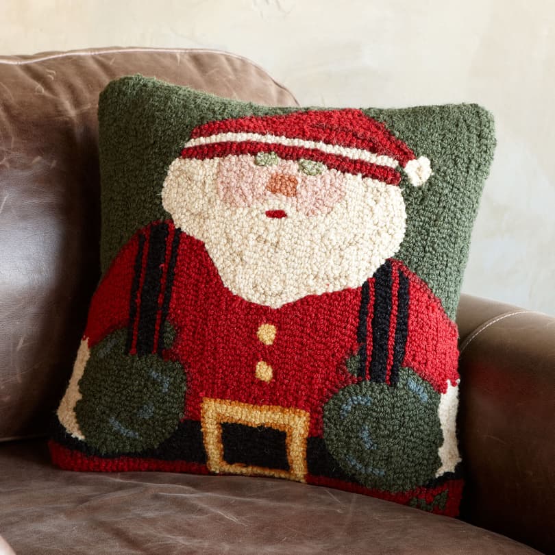 SUSPENDERED SANTA HOOKED PILLOW view 1